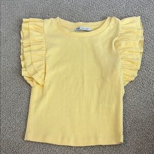 Zara Yellow Ruffle Sleeve Top